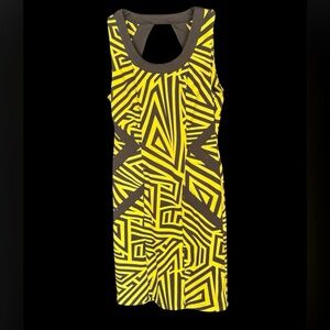 Kardashian Kollection Yellow and Black Geometric Bodycon Dress